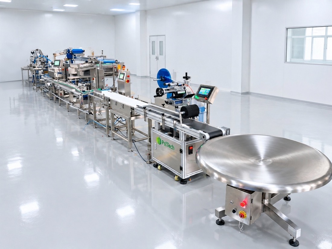 Fruit weighing, punnet packing and labeling line with linear weigher and closing conveyor
